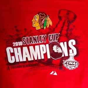 Chicago Blackhawks 2010 Stanley Cup Champions Doublesided T-Shirt Sz Large